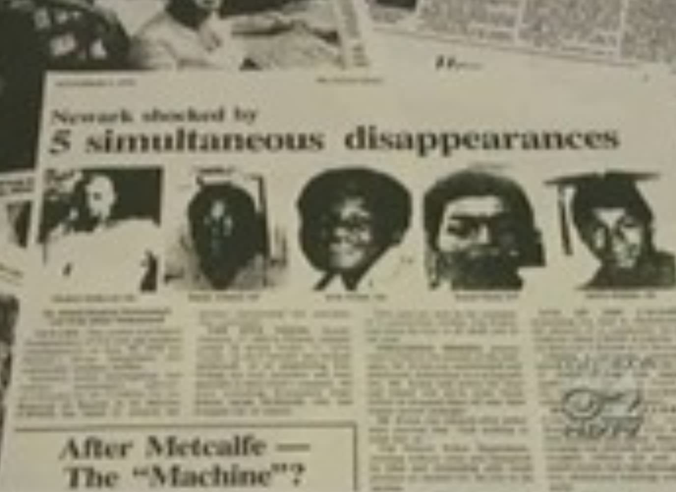 poster - Newark shocked by 5 simultaneous disappearances After Metcalfe The "Machine"?